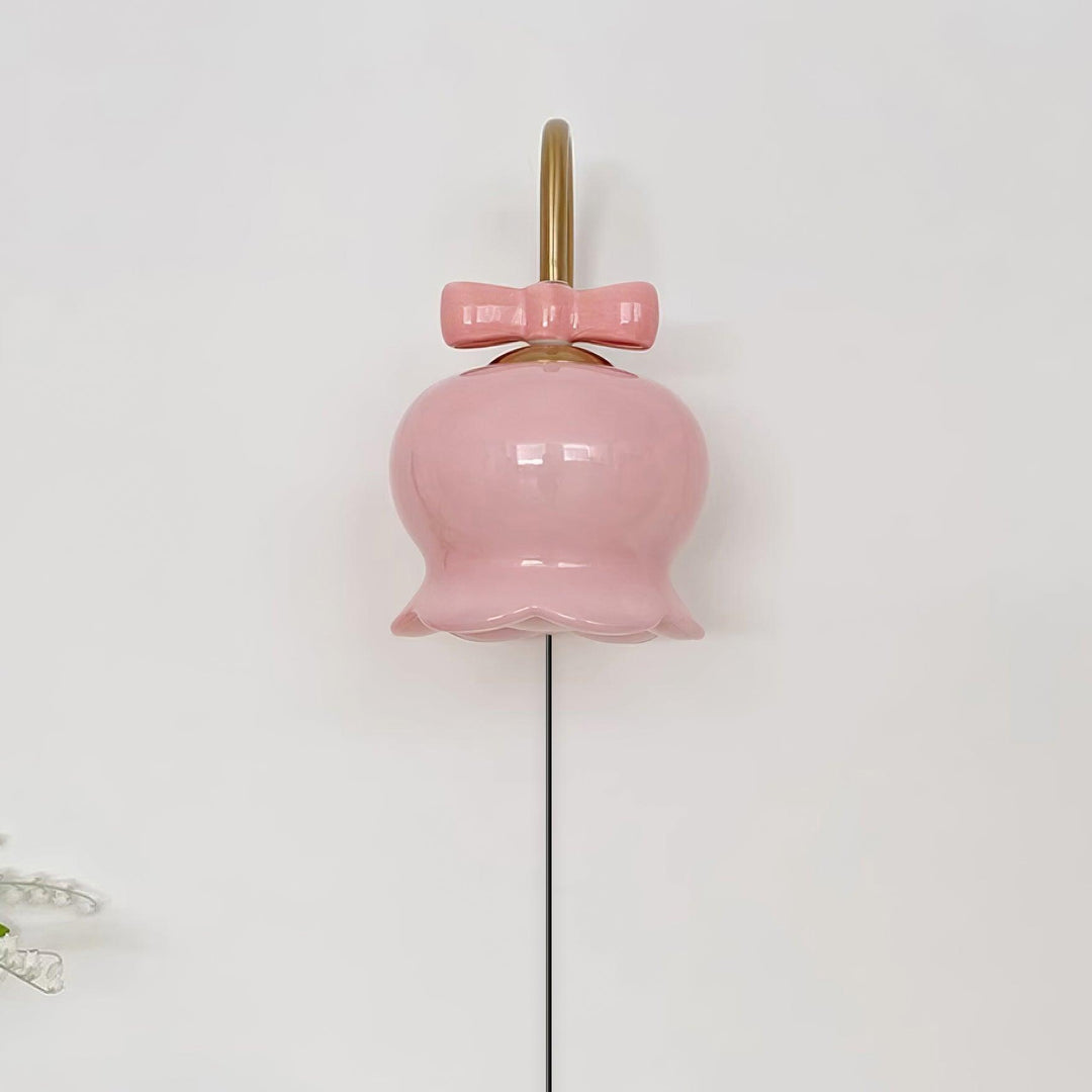 Bow-Topped Glass Bell Plug-In Wall Sconce product view 18