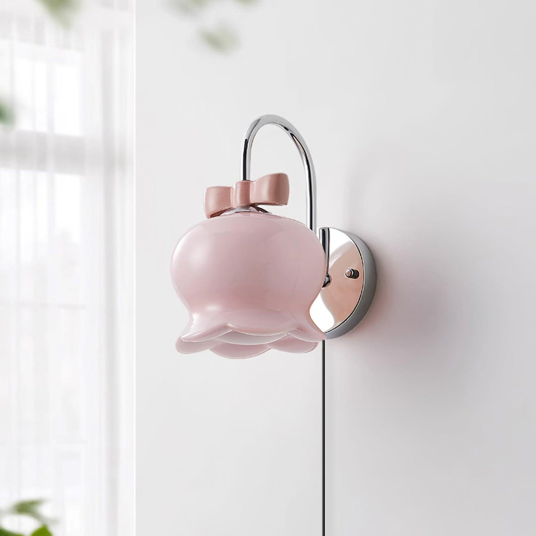 Bow-Topped Glass Bell Plug-In Wall Sconce product view 4