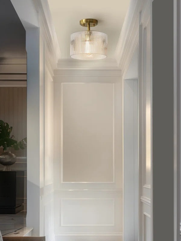 Plafonnier semi-encastré minimaliste avec verre strié