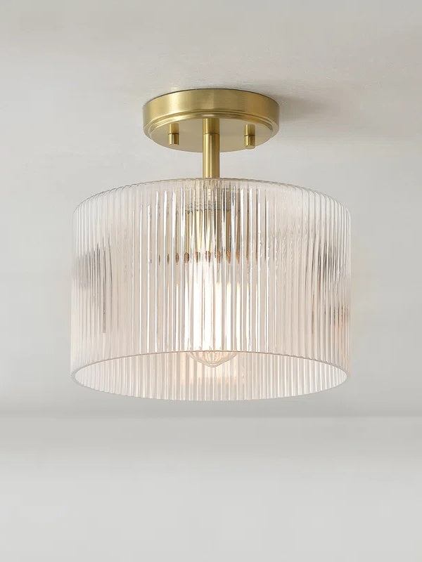 Plafonnier semi-encastré minimaliste avec verre strié