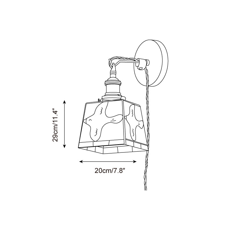 Colorful Stained Glass Plug-In Wall Lamp dimension drawing 3