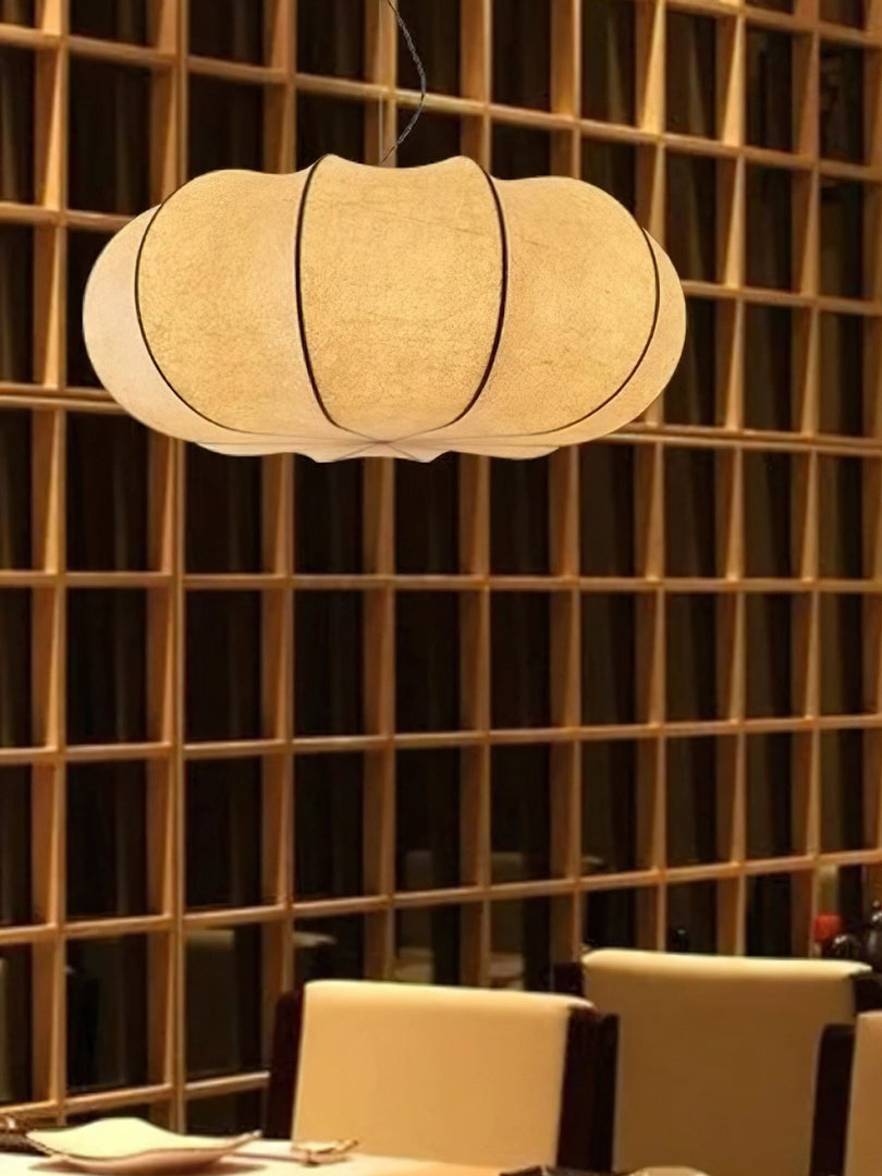 Modern Creative Flat Round Silk Pendant Lamp