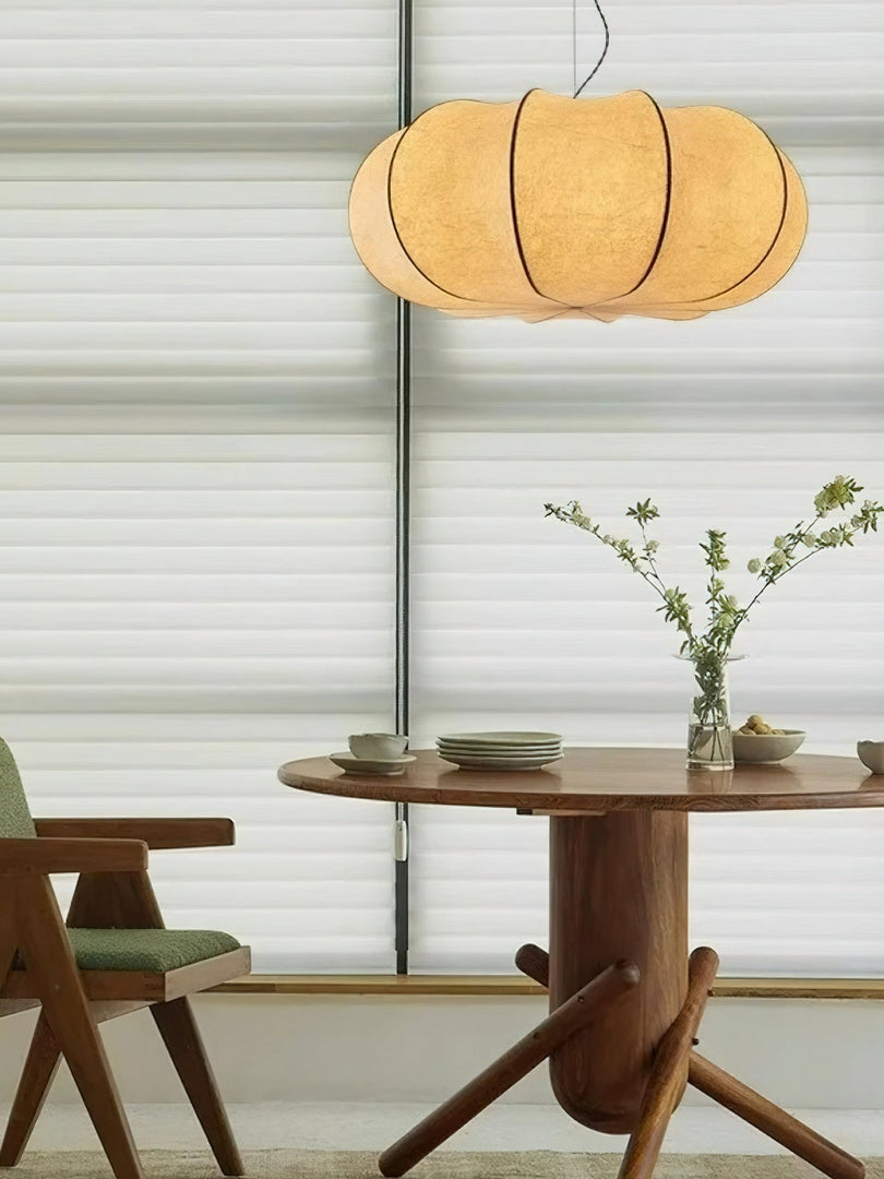 Modern Creative Flat Round Silk Pendant Lamp