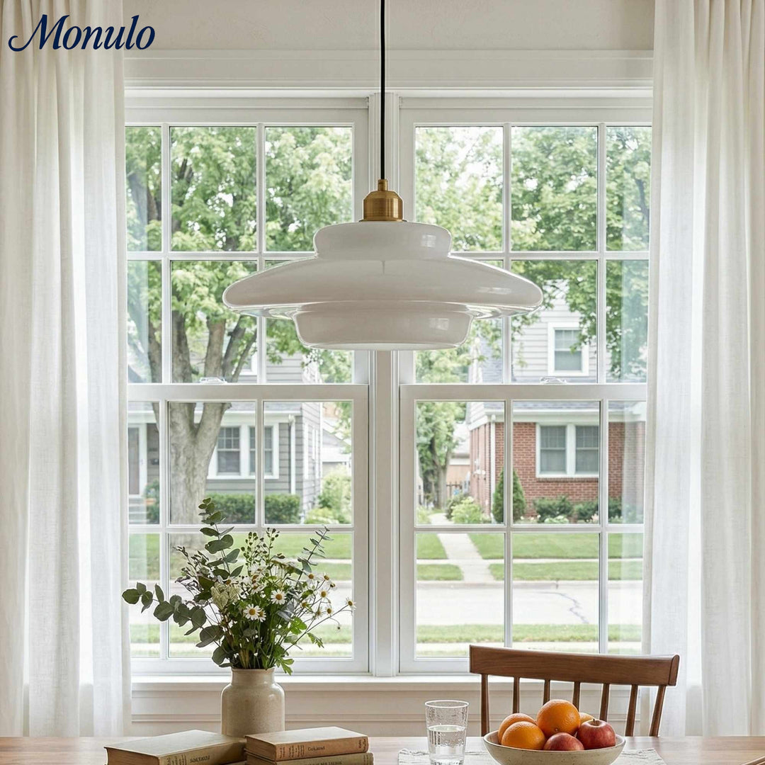 Lámpara Colgante Blanca Lechosa de Múltiples Niveles - Lámpara Moderna de Vidrio para Comedor