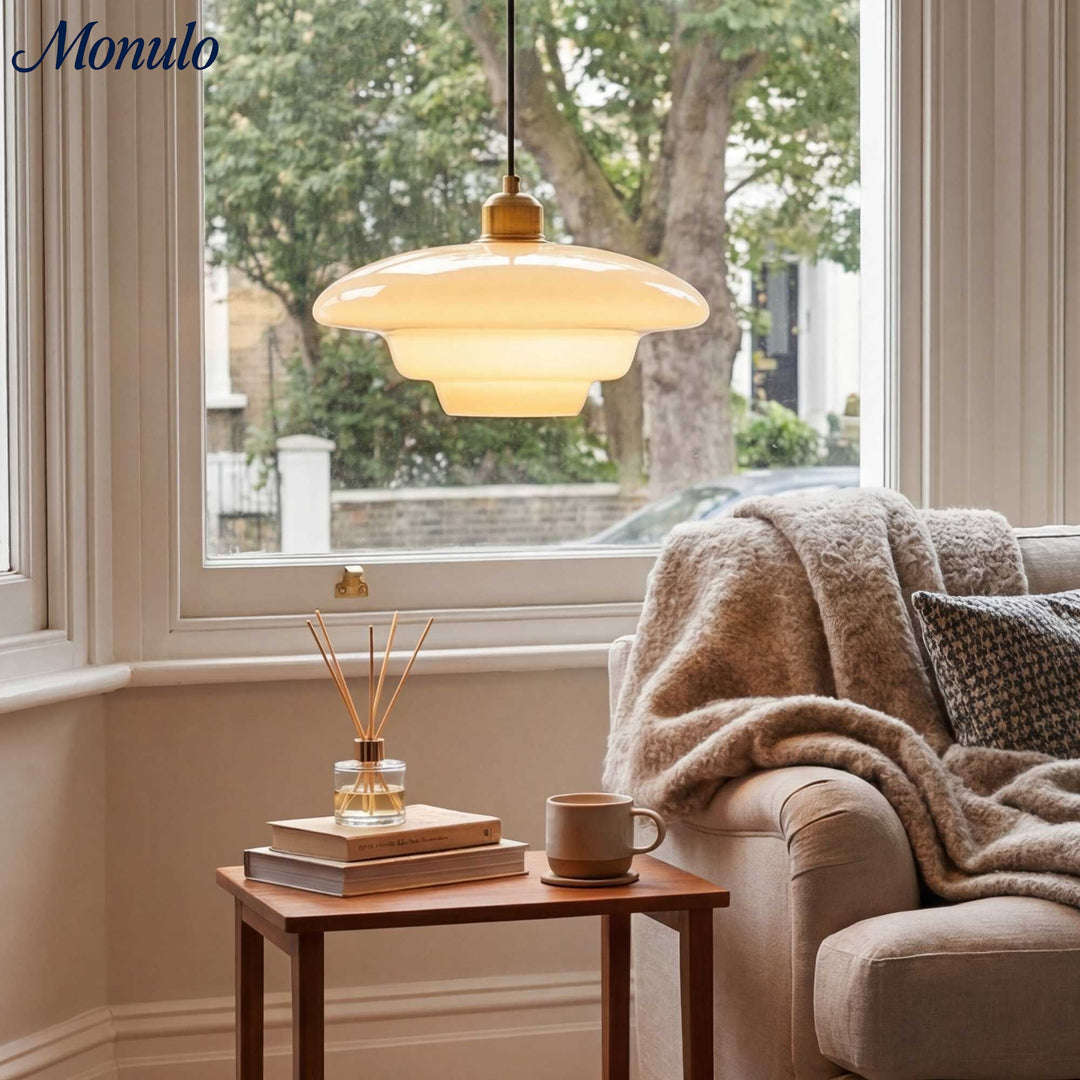 Lámpara Colgante Blanca Lechosa de Múltiples Niveles - Lámpara Moderna de Vidrio para Comedor