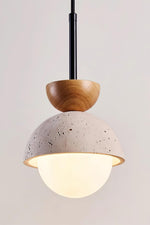 Load image into Gallery viewer, Modern Minimalist Hemisphere Travertine Wood Pendant Lamp
