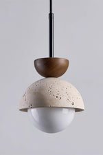 Load image into Gallery viewer, Modern Minimalist Hemisphere Travertine Wood Pendant Lamp

