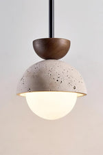 Load image into Gallery viewer, Modern Minimalist Hemisphere Travertine Wood Pendant Lamp

