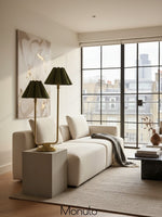 Load image into Gallery viewer, Capirise Linen Buffet Table Lamp - Retro Linen Scalloped Shade Style
