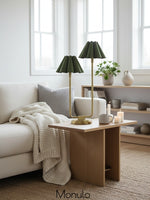 Load image into Gallery viewer, Capirise Linen Buffet Table Lamp - Retro Linen Scalloped Shade Style
