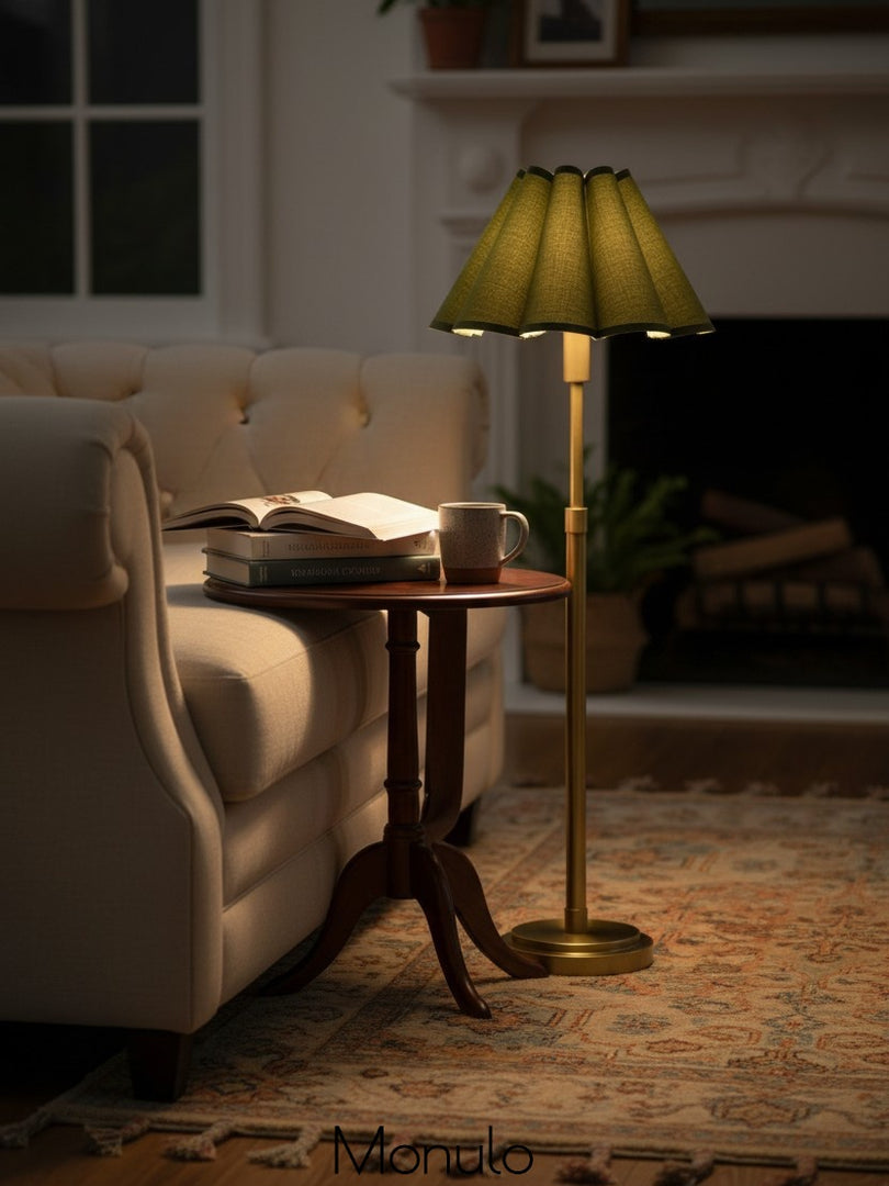 Capirise Linen Buffet Table Lamp - Retro Linen Scalloped Shade Style