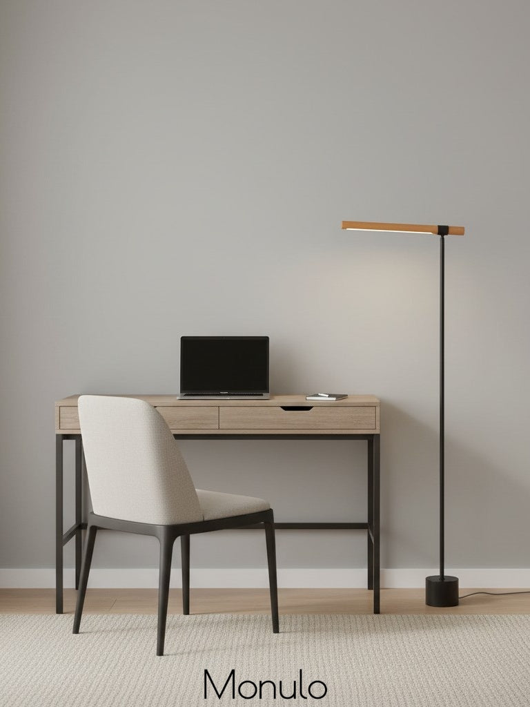 Moss Linear Wood Floor Lamp - Modern Adjustable Led Light For Reading