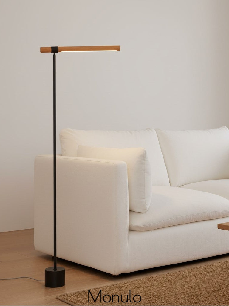 Moss Linear Wood Floor Lamp - Modern Adjustable Led Light For Reading