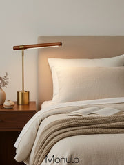 Moss Linear Wood Led Table Lamp - Modern Cordless Bedside Style