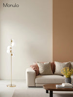 Load image into Gallery viewer, Brina Multi-Light Glass Floor Lamp - Brass and Milk Glass Lighting
