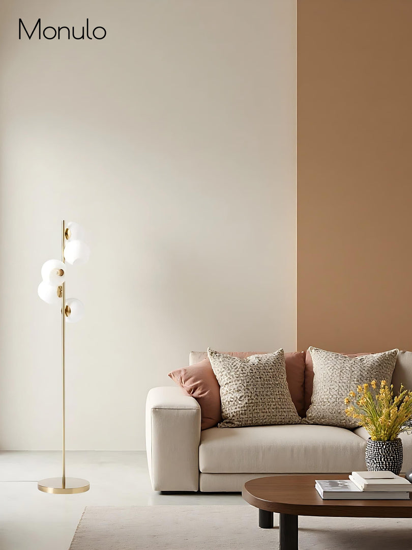 Brina Multi-Light Glass Floor Lamp - Brass and Milk Glass Lighting