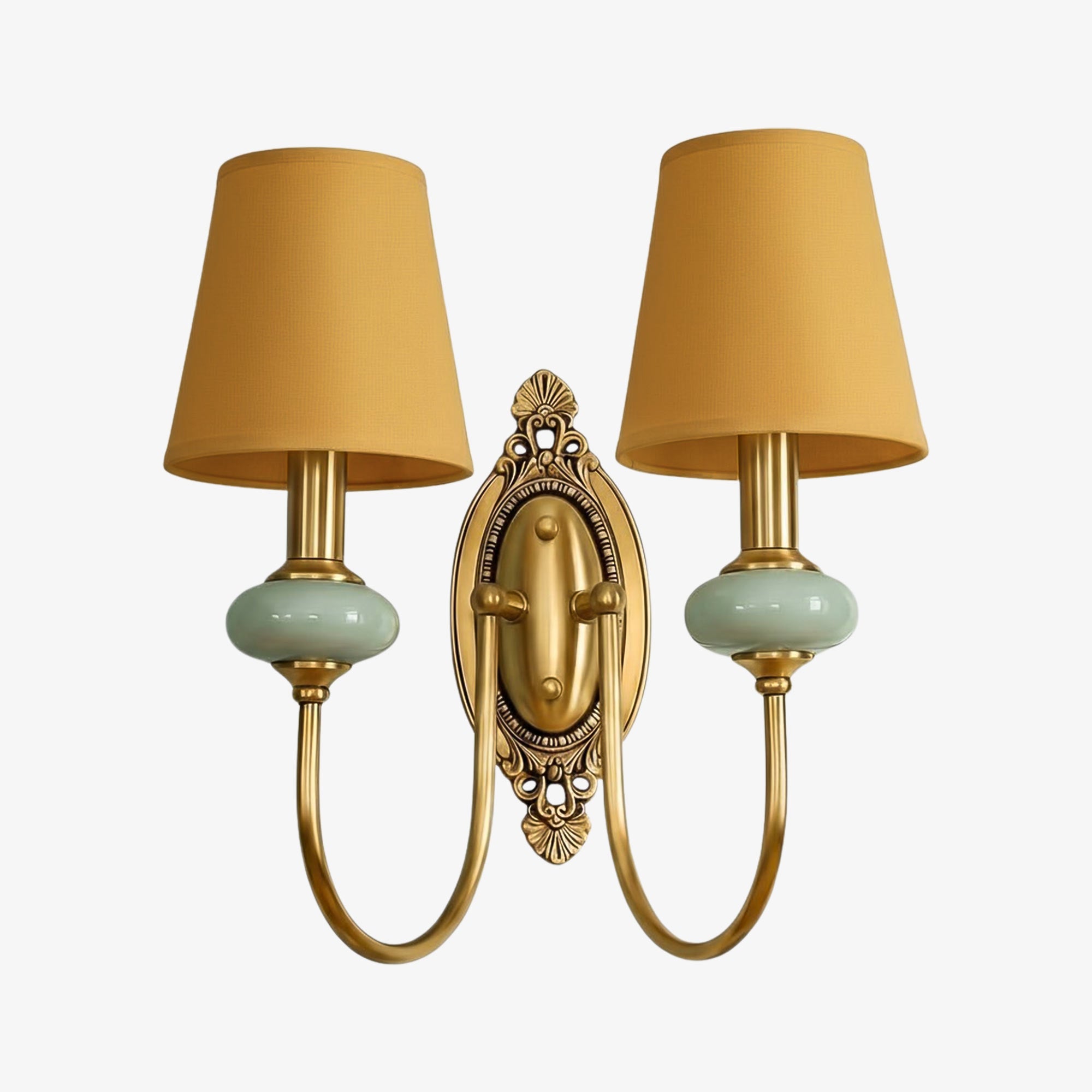 Rowan Classic Fabric Shade Sconce – Ceramic Wall Light for Hallway or Bedroom