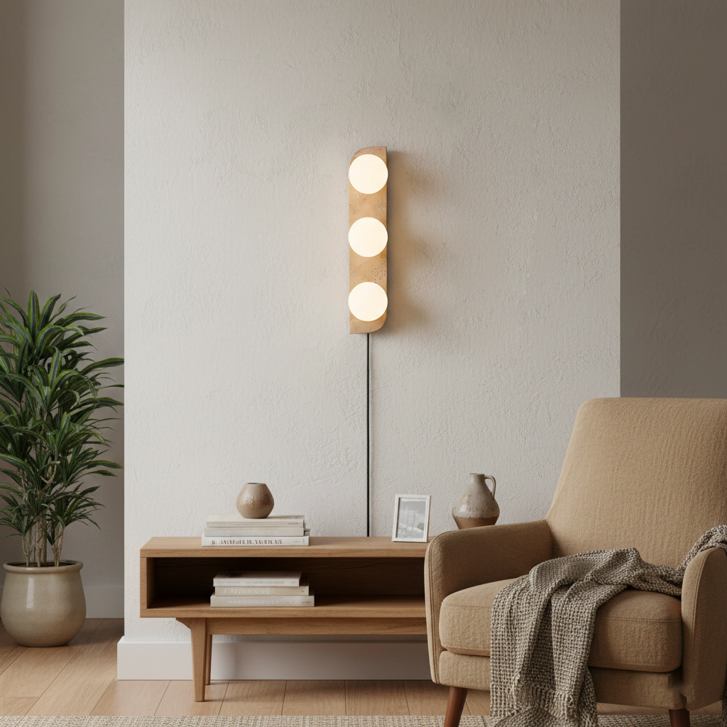Travertine Multi-Globe Plug-In Wall Lamp product view