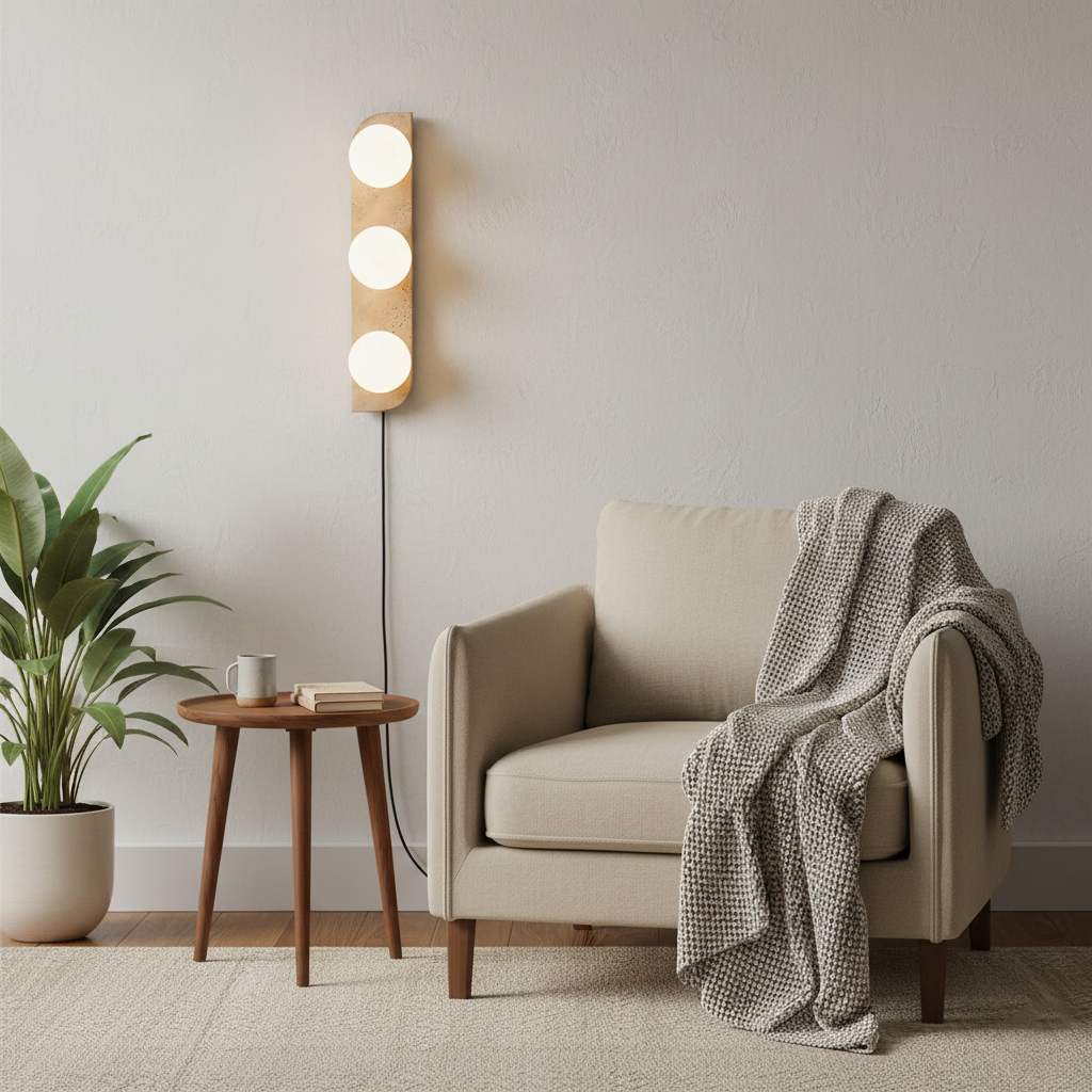 Travertine Multi-Globe Plug-In Wall Lamp product view