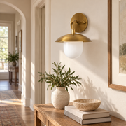 Sculptural Glass Wall Sconce with one to three lights and a metal wall mount - New2609-1024412-B11 interior scene