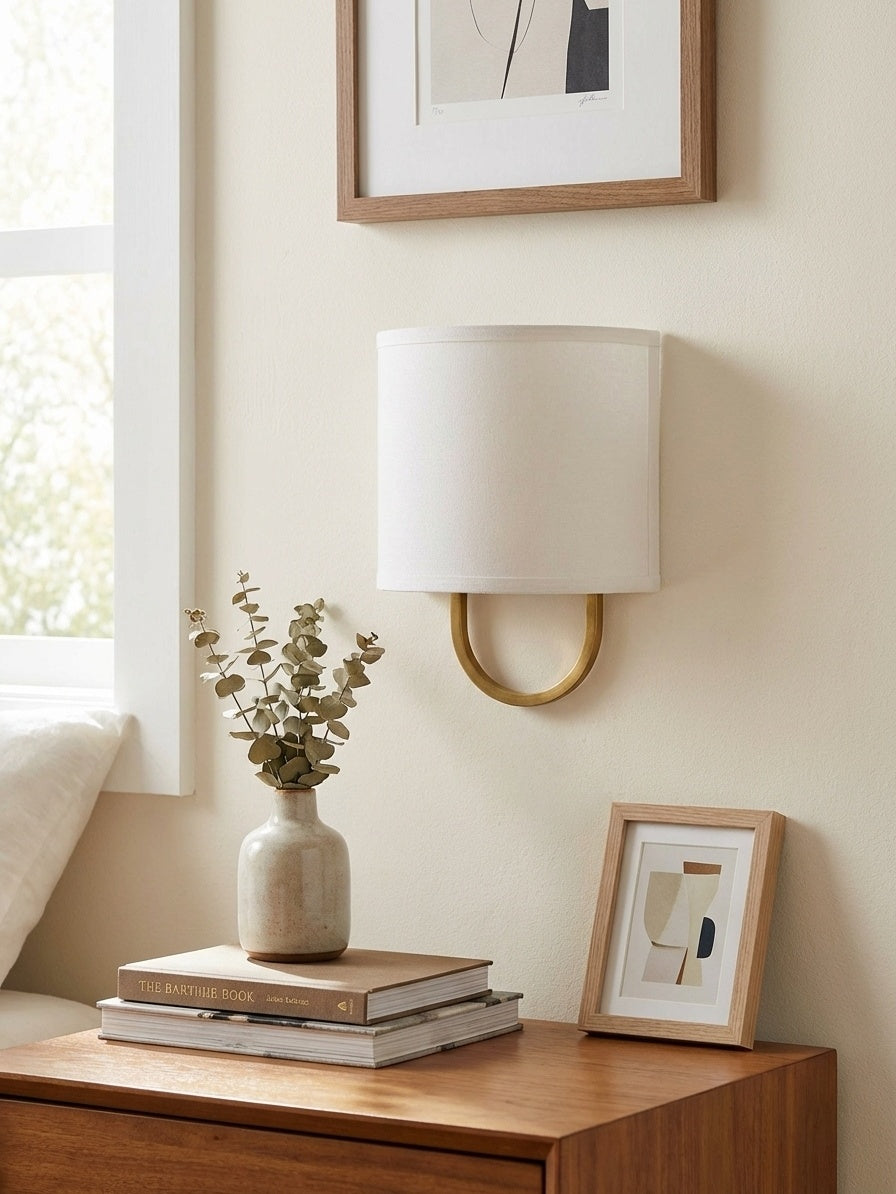 Nolvara Fabric Shade Wall Lamp - Modern Bedroom Wall Sconce for Cozy Lighting