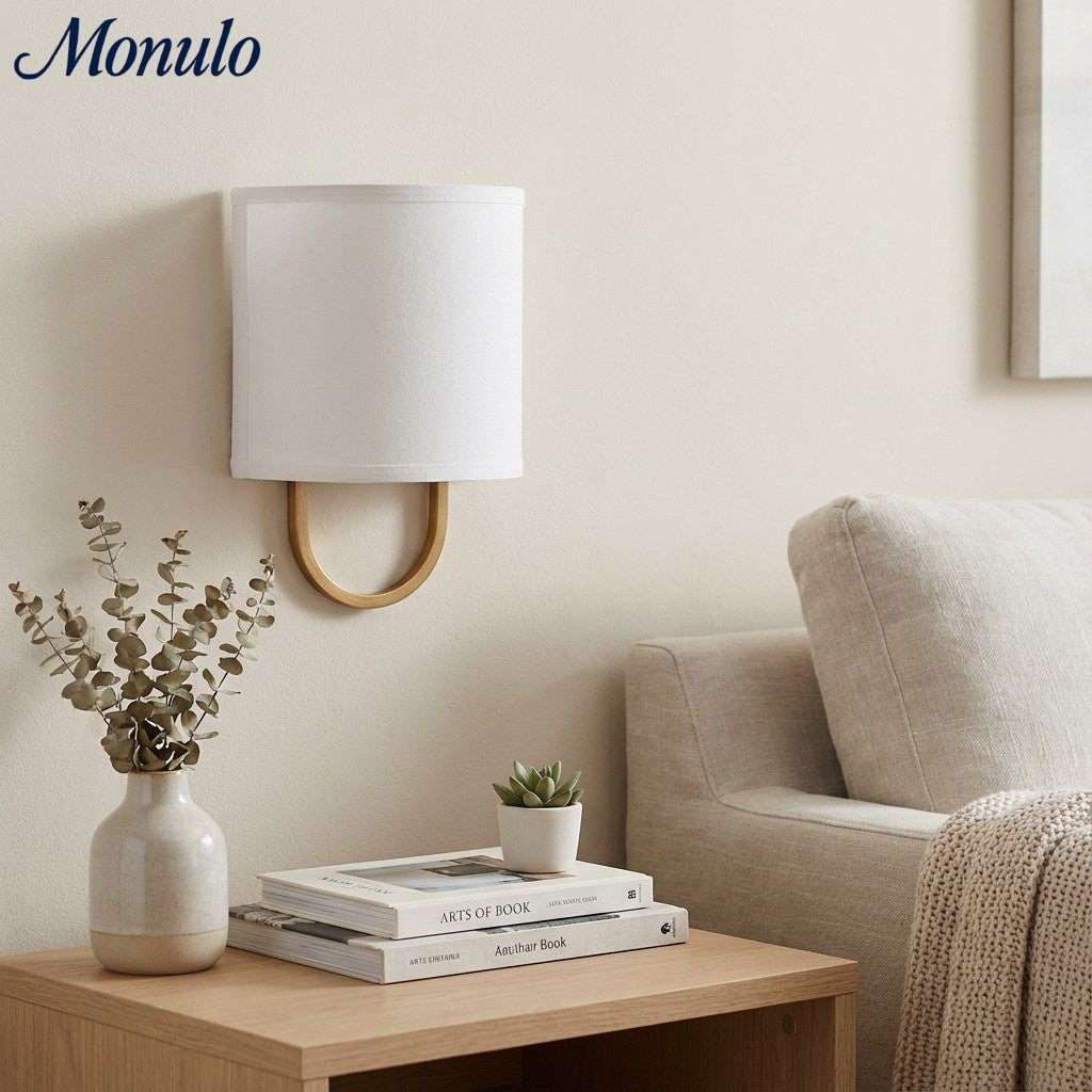 Nolvara Fabric Shade Wall Lamp - Modern Bedroom Wall Sconce for Cozy Lighting