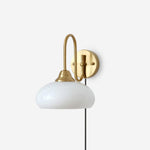 Load image into Gallery viewer, Curved Metal and Glass Plug-In Wall Sconce product view 1