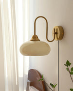 Load image into Gallery viewer, Curved Metal and Glass Plug-In Wall Sconce room scene 12
