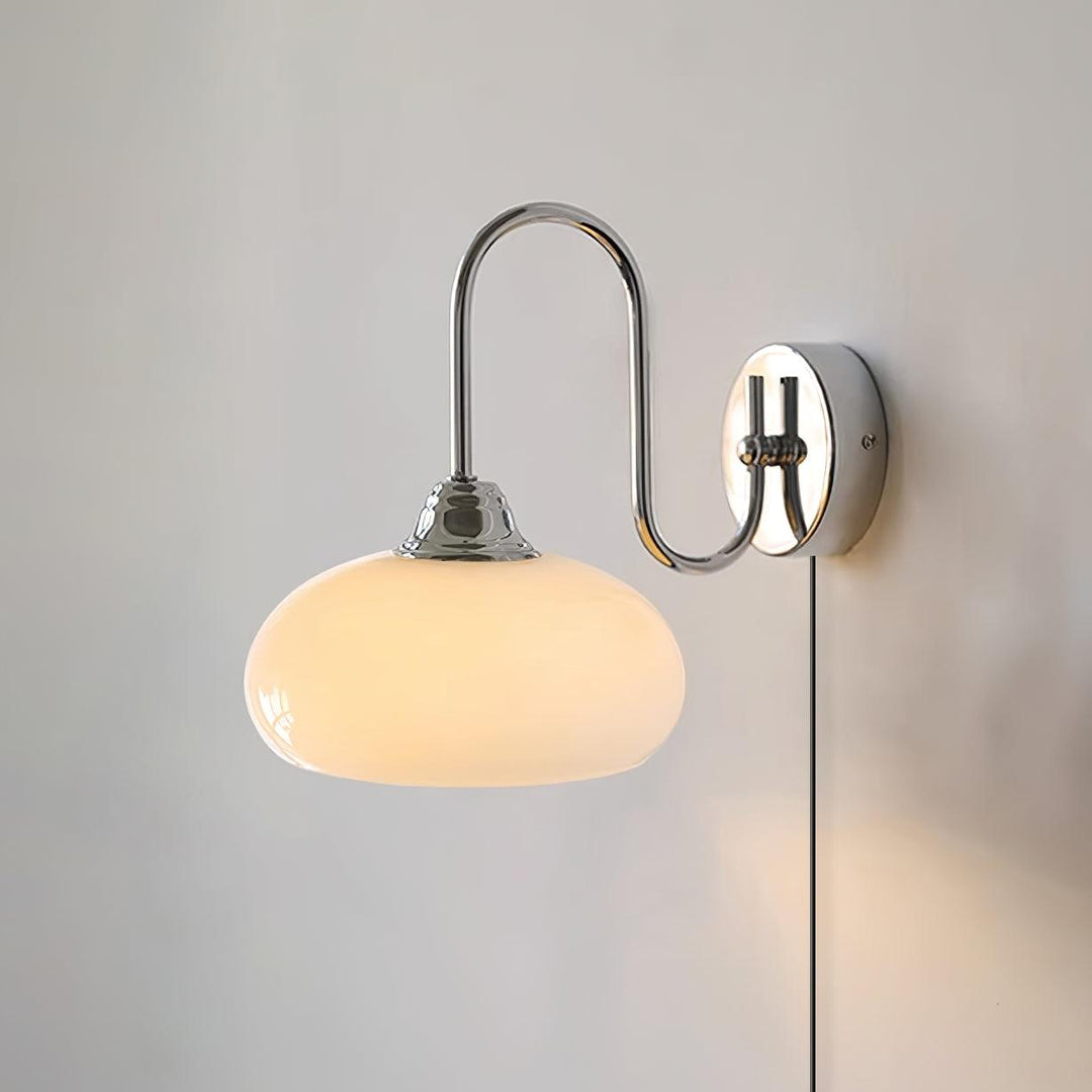 Curved Metal and Glass Plug-In Wall Sconce product view 20