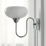 Load image into Gallery viewer, Curved Metal and Glass Plug-In Wall Sconce product view 3