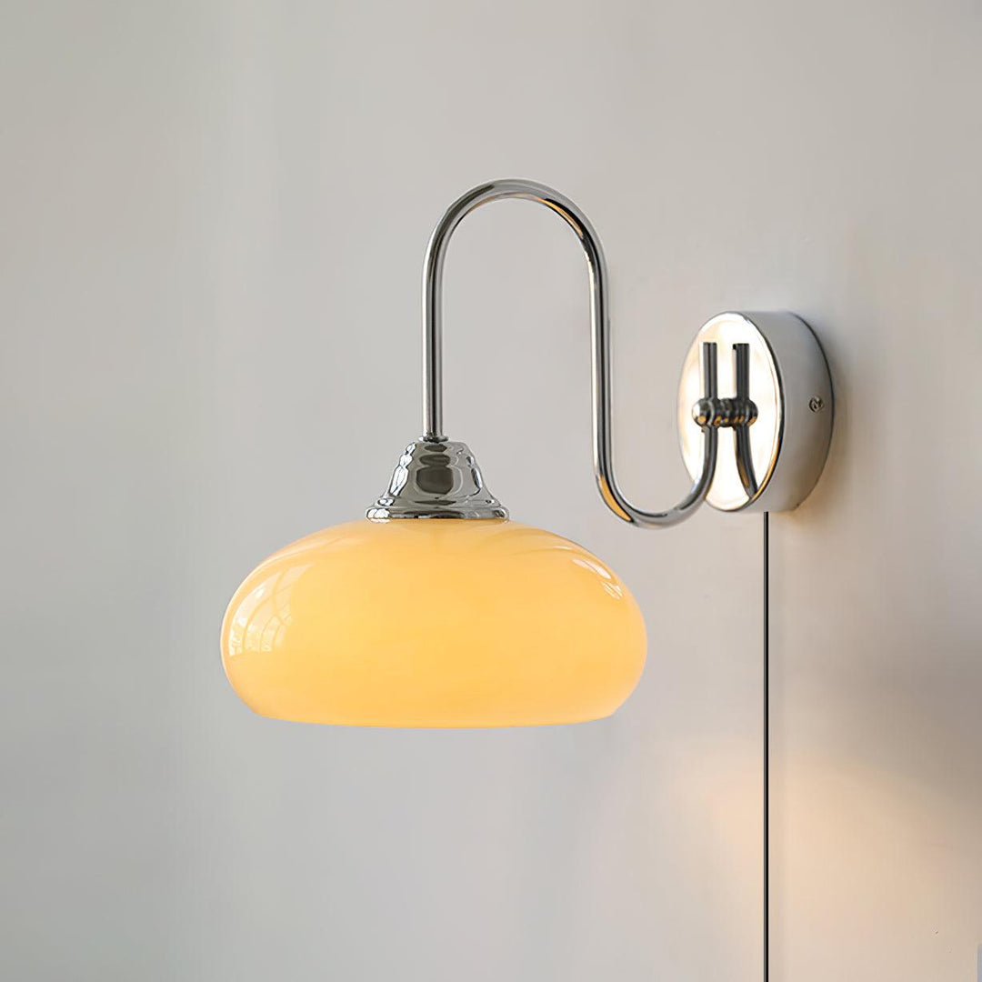 Curved Metal and Glass Plug-In Wall Sconce product view 21