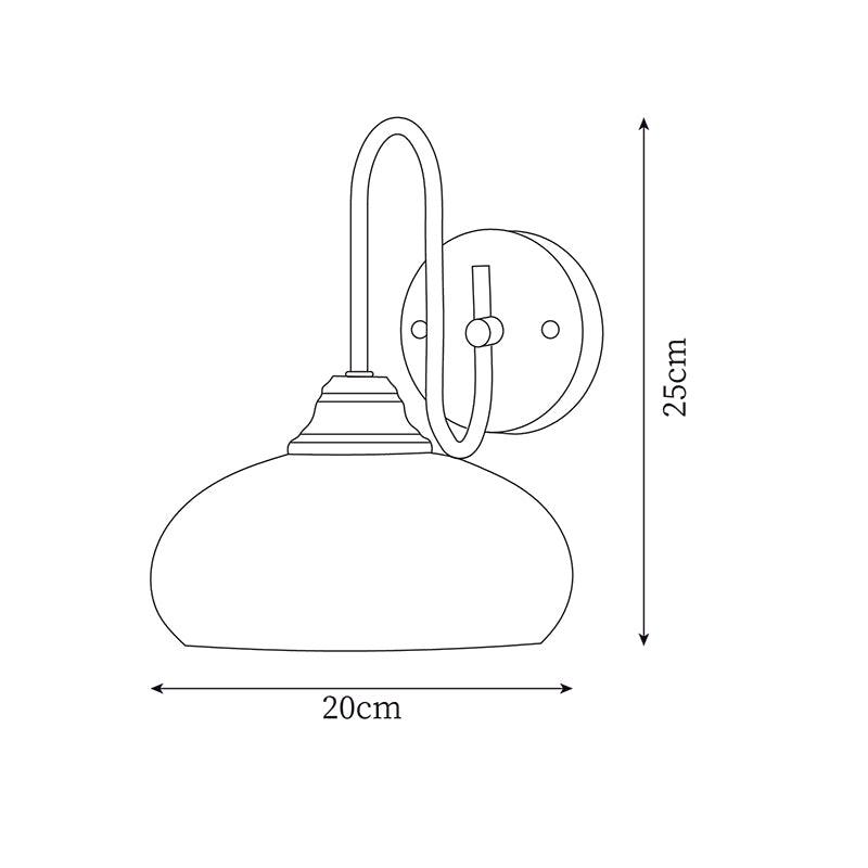 Curved Metal and Glass Plug-In Wall Sconce dimension drawing 5