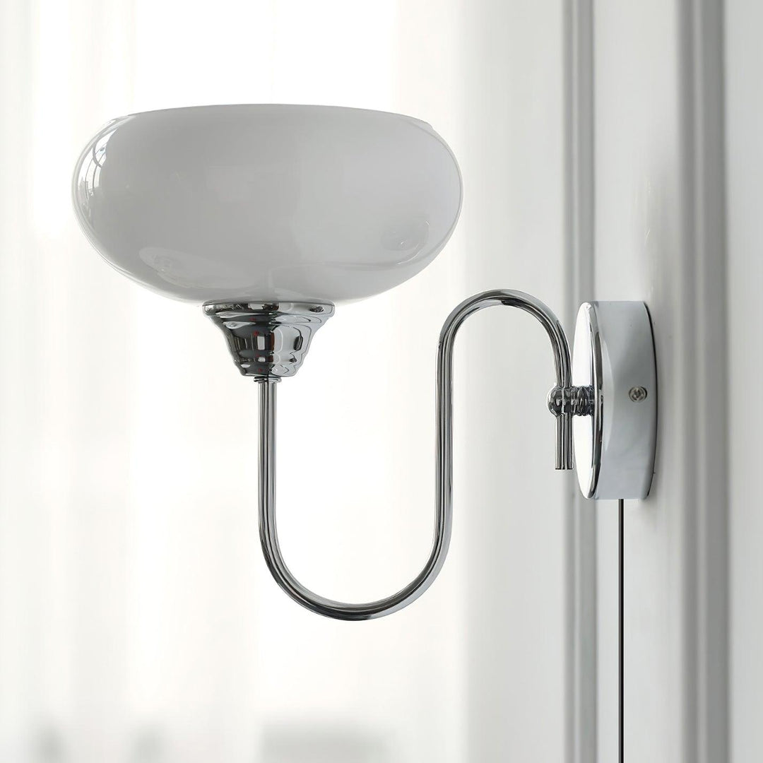 Curved Metal and Glass Plug-In Wall Sconce product view 3