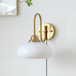 Load image into Gallery viewer, Curved Metal and Glass Plug-In Wall Sconce product view 2