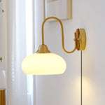 Load image into Gallery viewer, Curved Metal and Glass Plug-In Wall Sconce product view 6