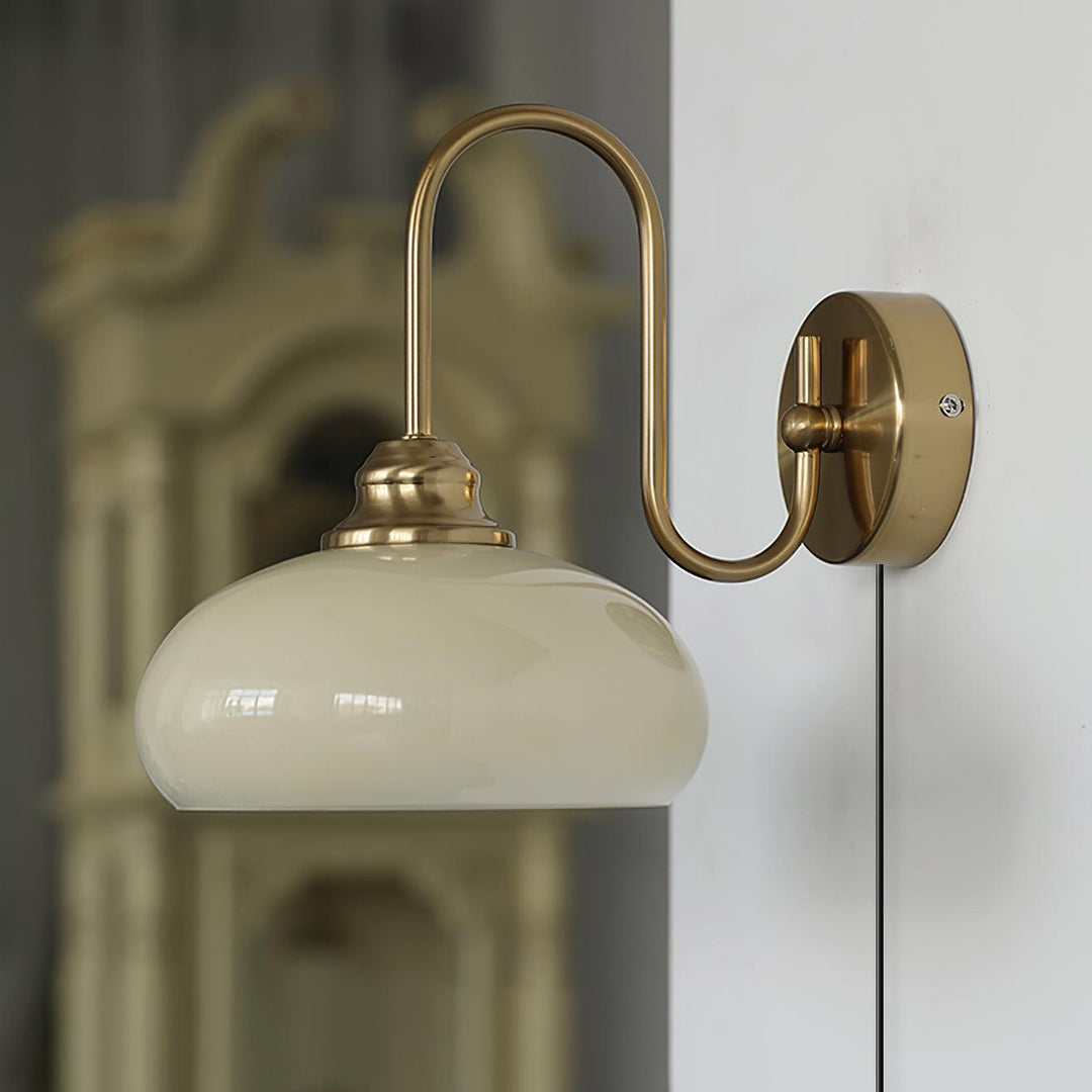 Curved Metal and Glass Plug-In Wall Sconce product view 8