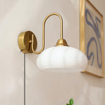 Load image into Gallery viewer, Curved Metal and Glass Plug-In Wall Sconce room scene 9