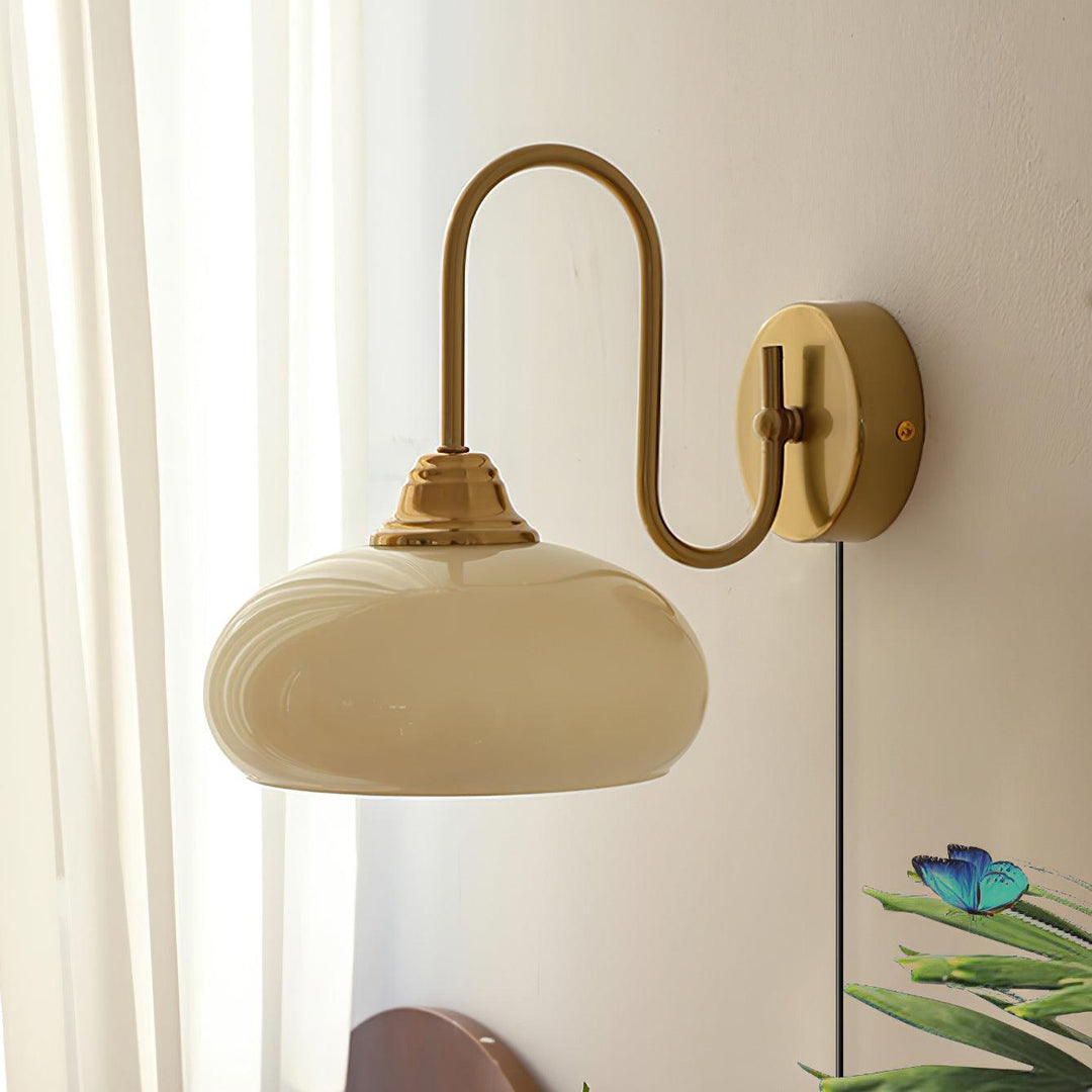 Curved Metal and Glass Plug-In Wall Sconce product view 10