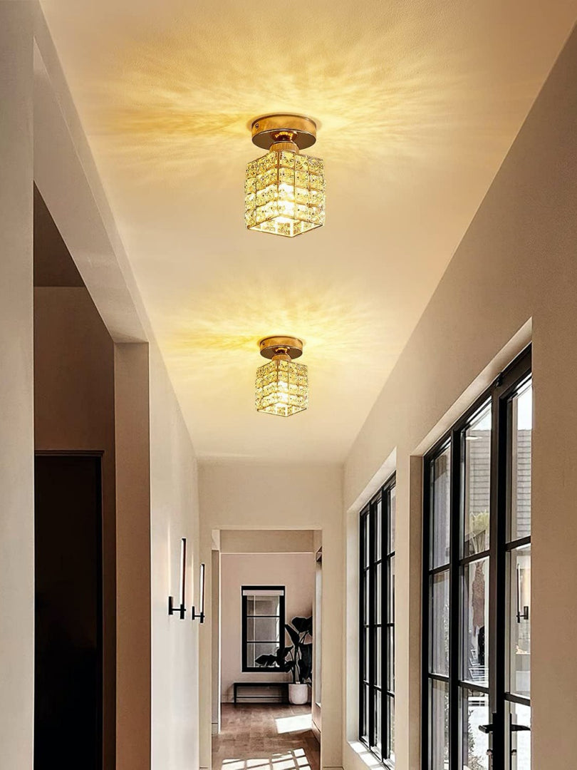 Modern Semi-Recessed Crystal Ceiling Lamp
