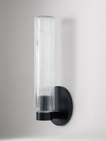 Cargar imagen en el visor de la Galería, Aplique de pared moderno Rivora de vidrio estriado para interiores y exteriores. Ideal para la decoración del hogar.
