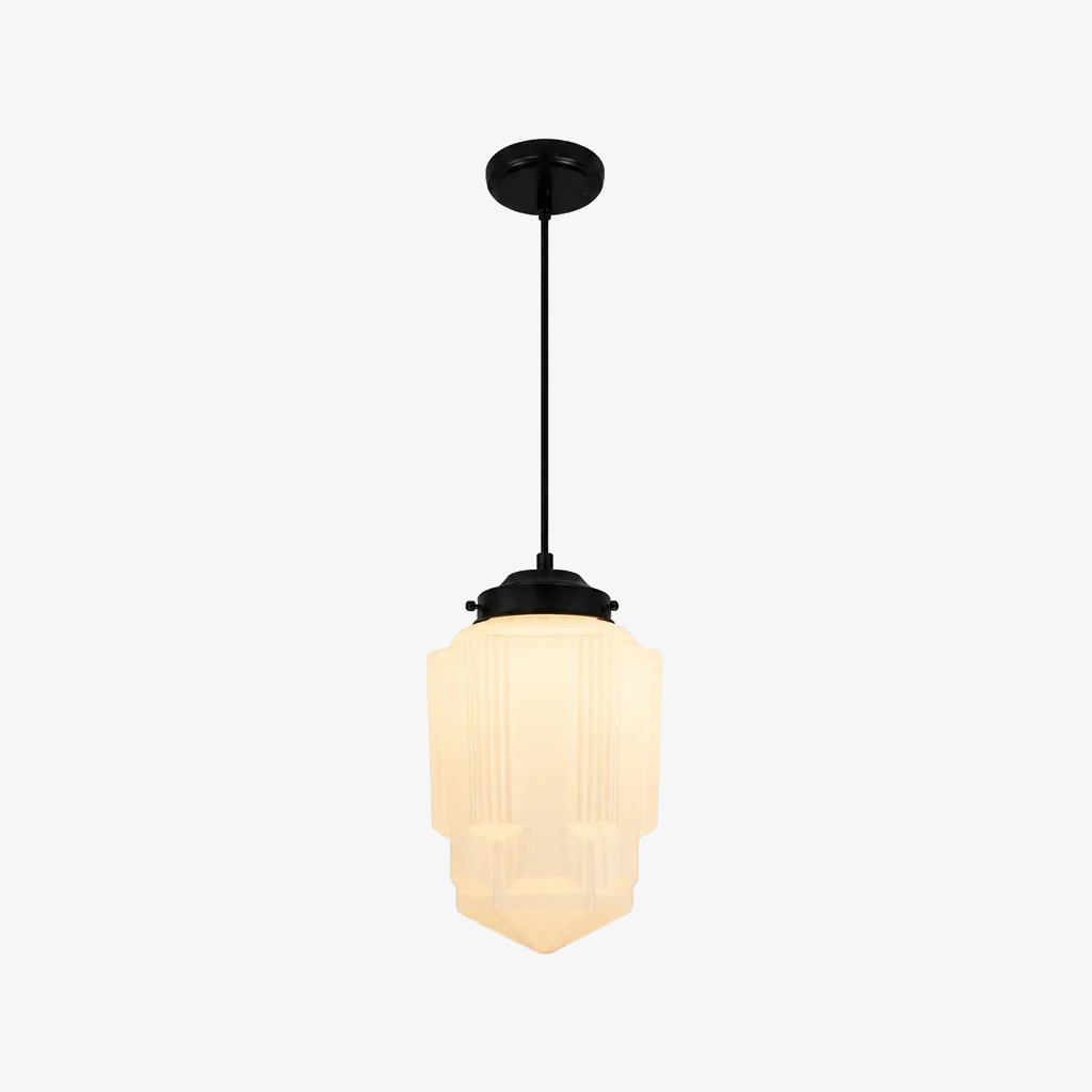 Vintage Art Deco Milchglas Pendelleuchte