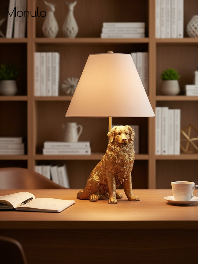 Pawdia Animal Bedside Table Lamp - Classic Fabric Shade Lighting