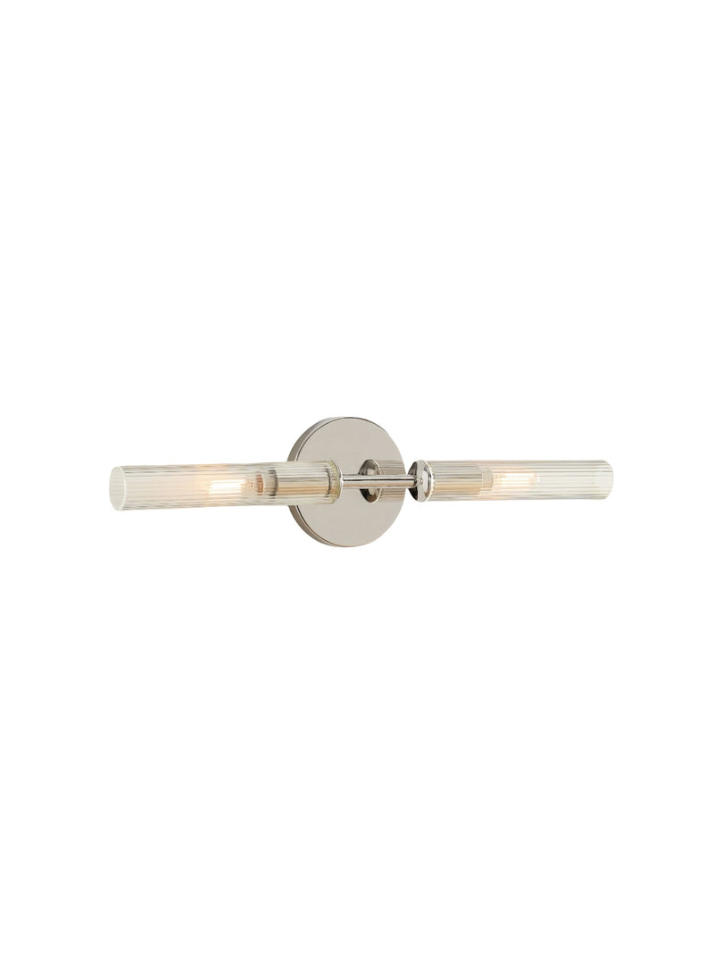 Aplique de vidrio acanalado: aplique de pared doble para iluminación de tocador de baño