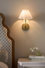 Load image into Gallery viewer, Capirise Pleated Shade Wall Sconce - Scalloped Fabric Bedroom Light
