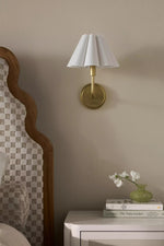 Load image into Gallery viewer, Capirise Pleated Shade Wall Sconce - Scalloped Fabric Bedroom Light

