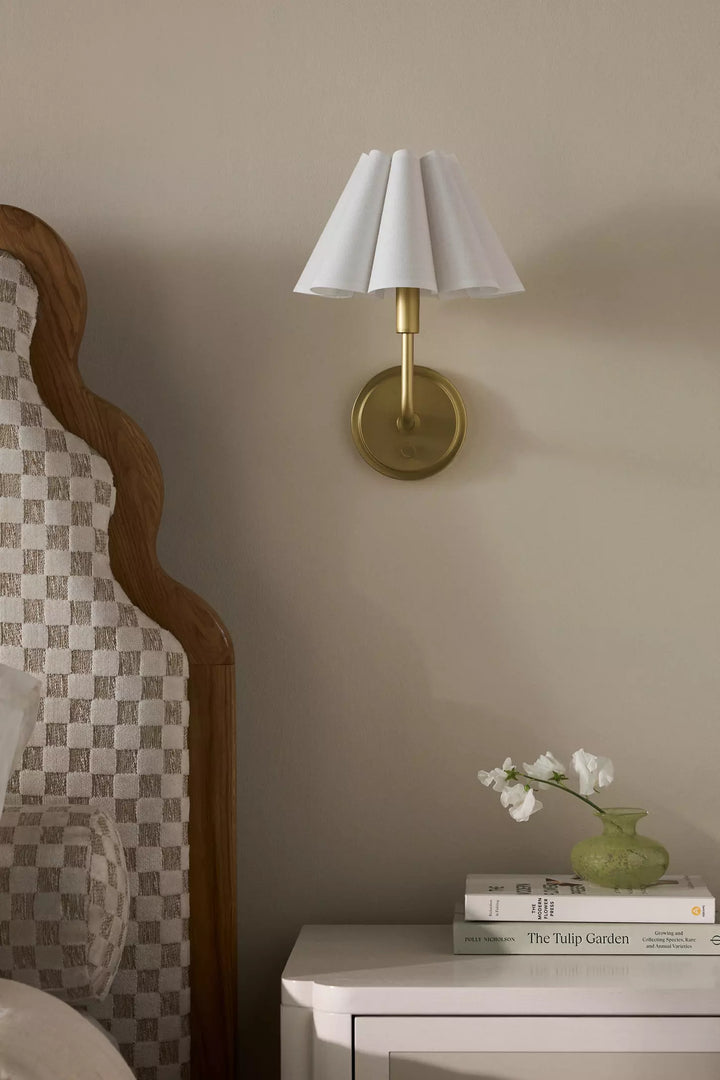 Capirise Pleated Shade Wall Sconce - Scalloped Fabric Bedroom Light