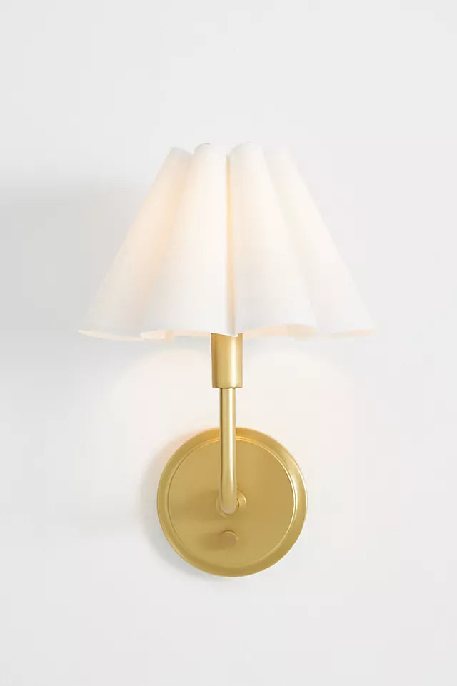 Capirise Pleated Shade Wall Sconce - Scalloped Fabric Bedroom Light