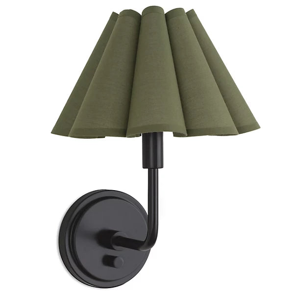 Capirise Pleated Shade Wall Sconce - Scalloped Fabric Bedroom Light