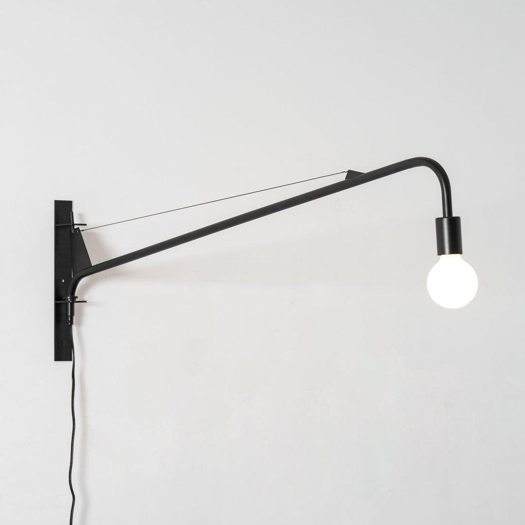 Pivoting Long-Arm Black Wall Lamp product view 24
