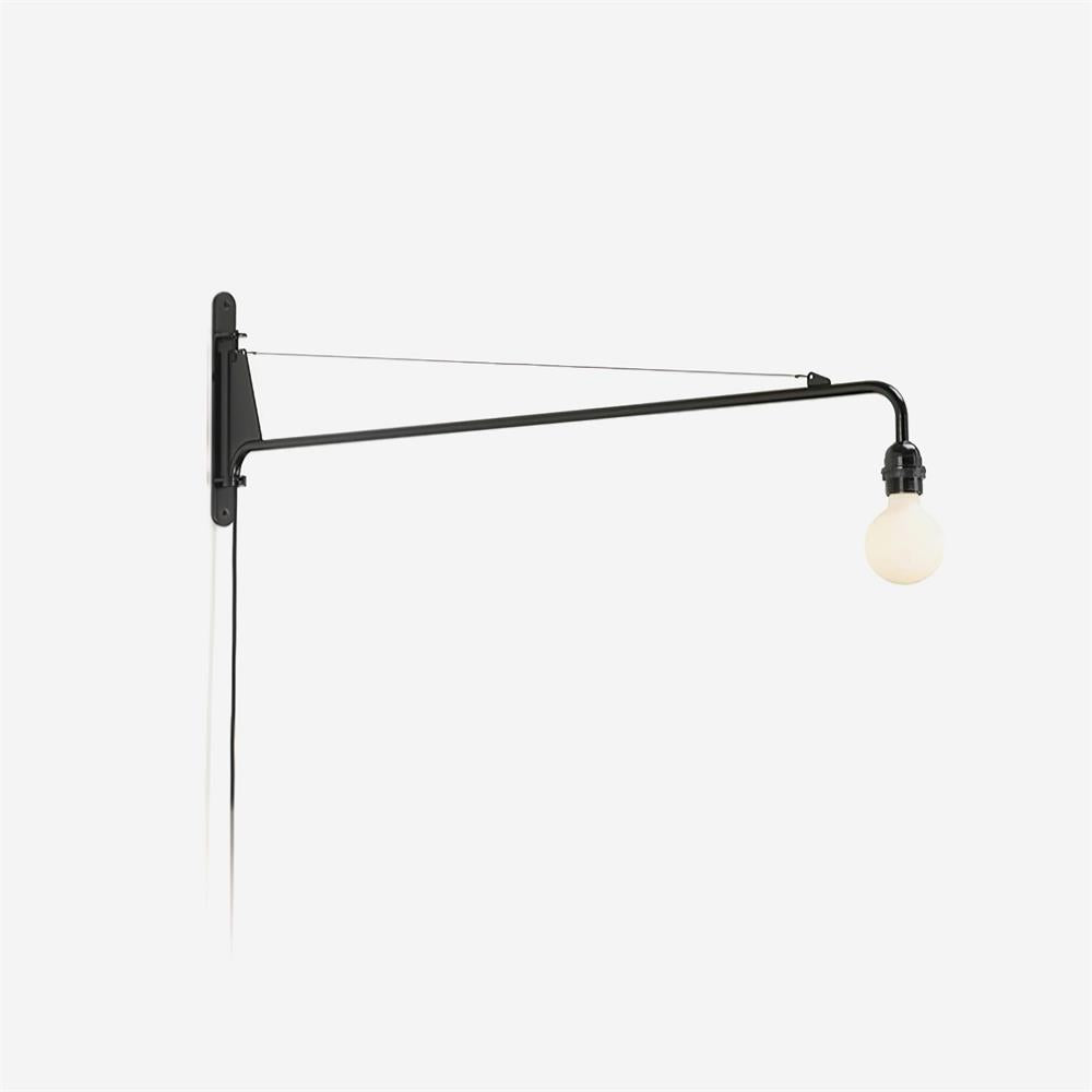 Pivoting Long-Arm Black Wall Lamp product view 1